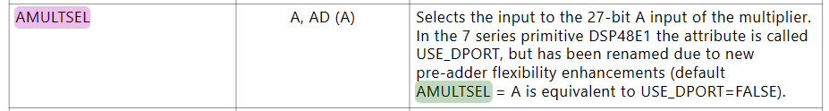 DSP48E2中独有的端口: AMULTSE